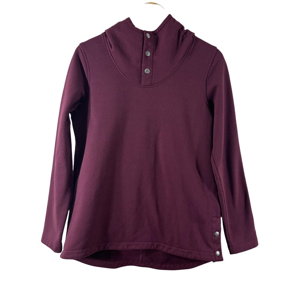 The North Face Womens M Burgundy Snap Neck Fleece Pullover Hoodie Textured Knit